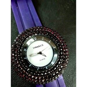 DIMAEX Retro Y2K Purple Rhinestone Bling Quartz Analog Ladies Statement Watch
